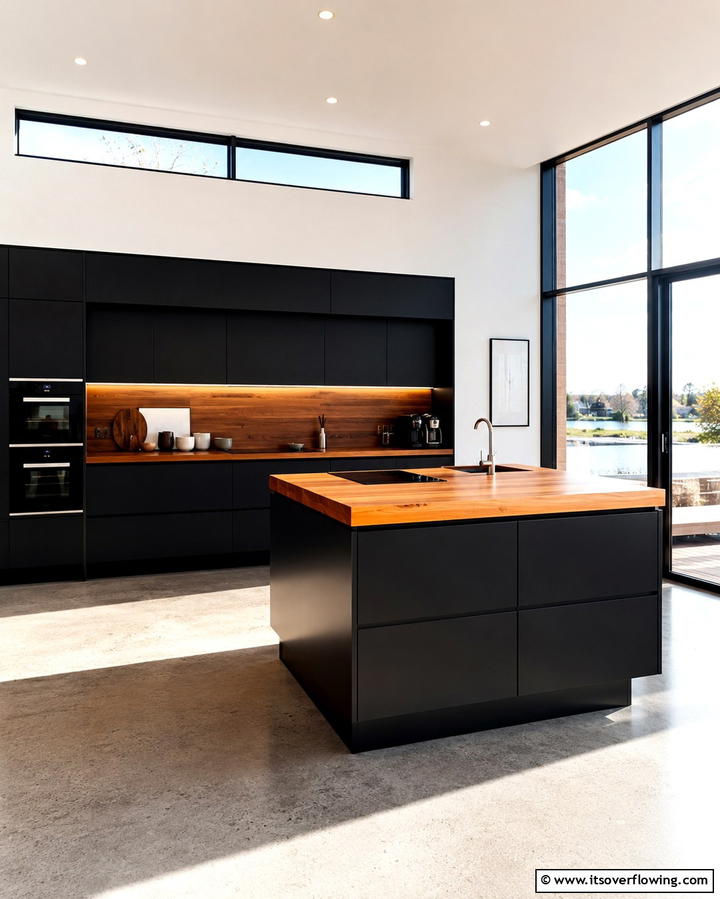 Cozy Cottage Vibes - 25 Kitchen With Black Cabinets And Wood Countertops Ideas