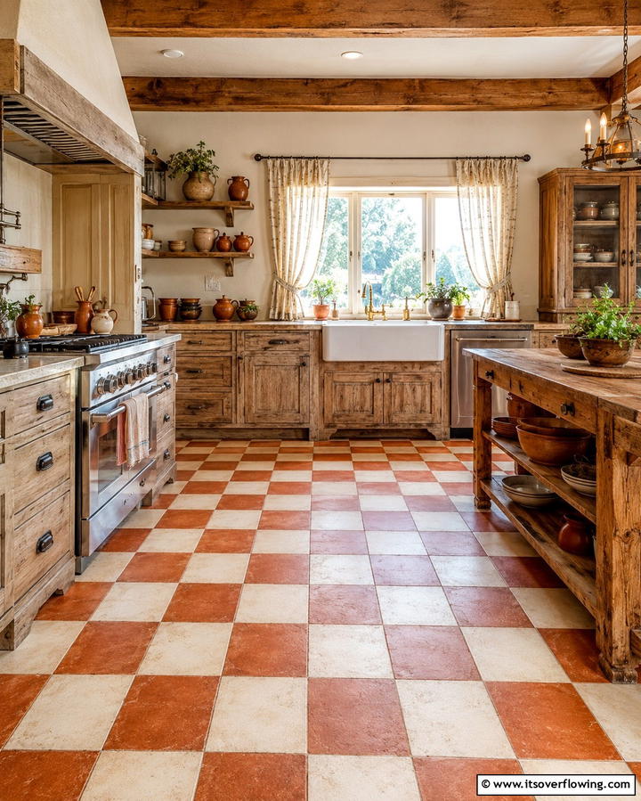 Cozy Country Kitchen - 30 Kitchens with Checkered Floors- Retro-Inspired Designs