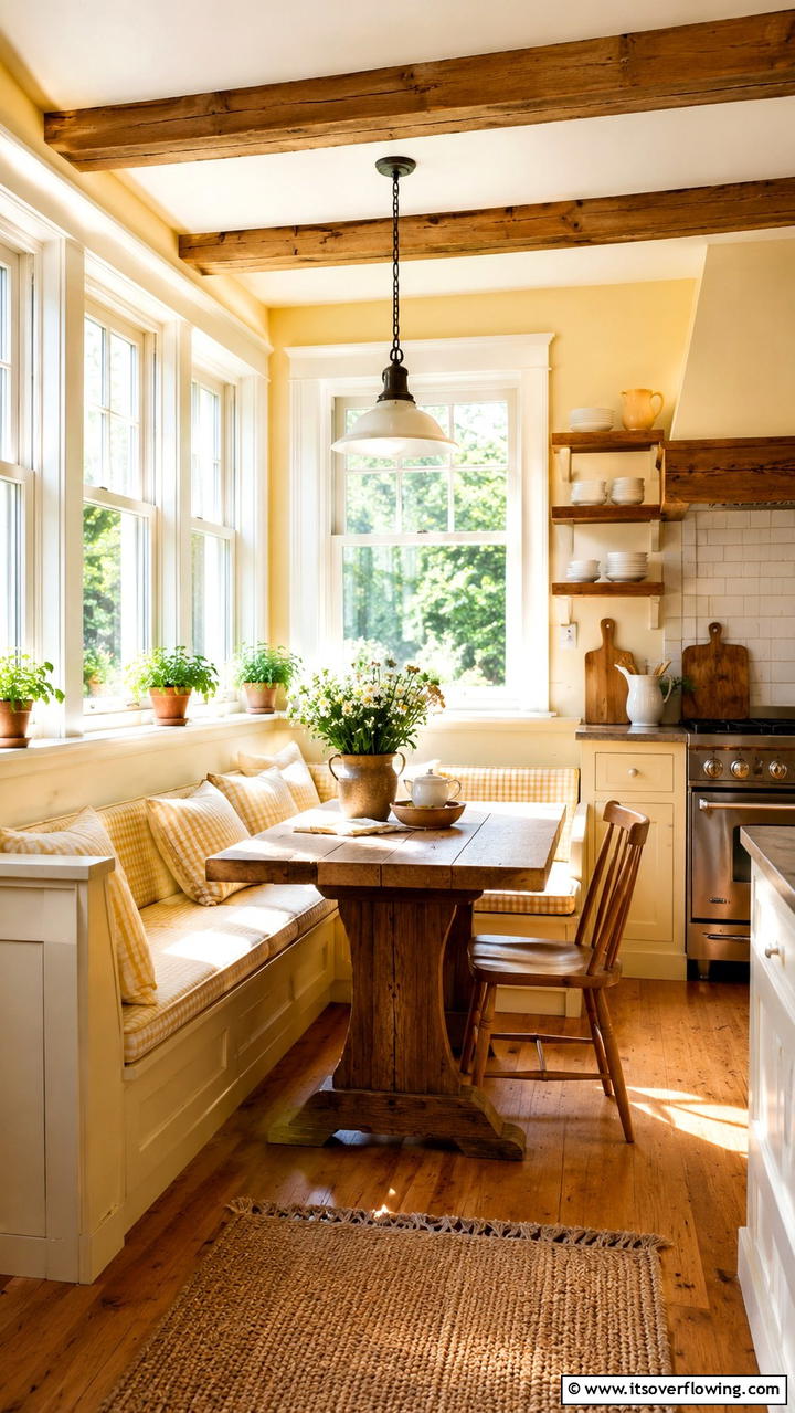 Cozy Country Style Breakfast Nook - 30 Cabin Kitchen Ideas- Rustic and Cozy Cooking Spaces