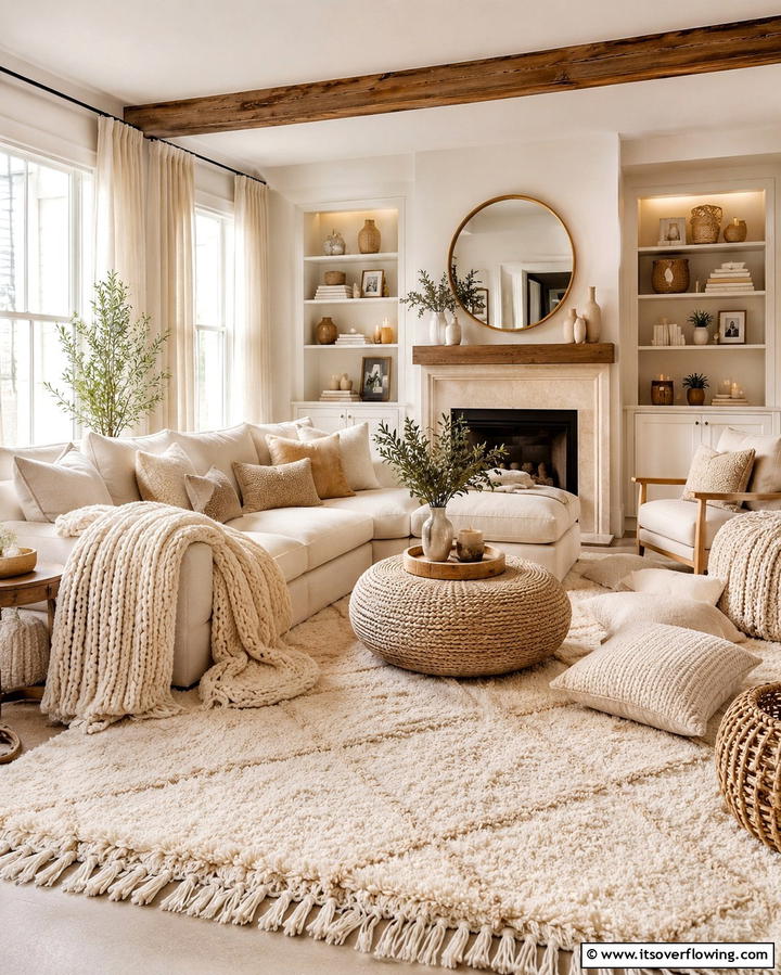 Cozy Cream Textures - 25 Cream Living Room Ideas for Elegant Spaces