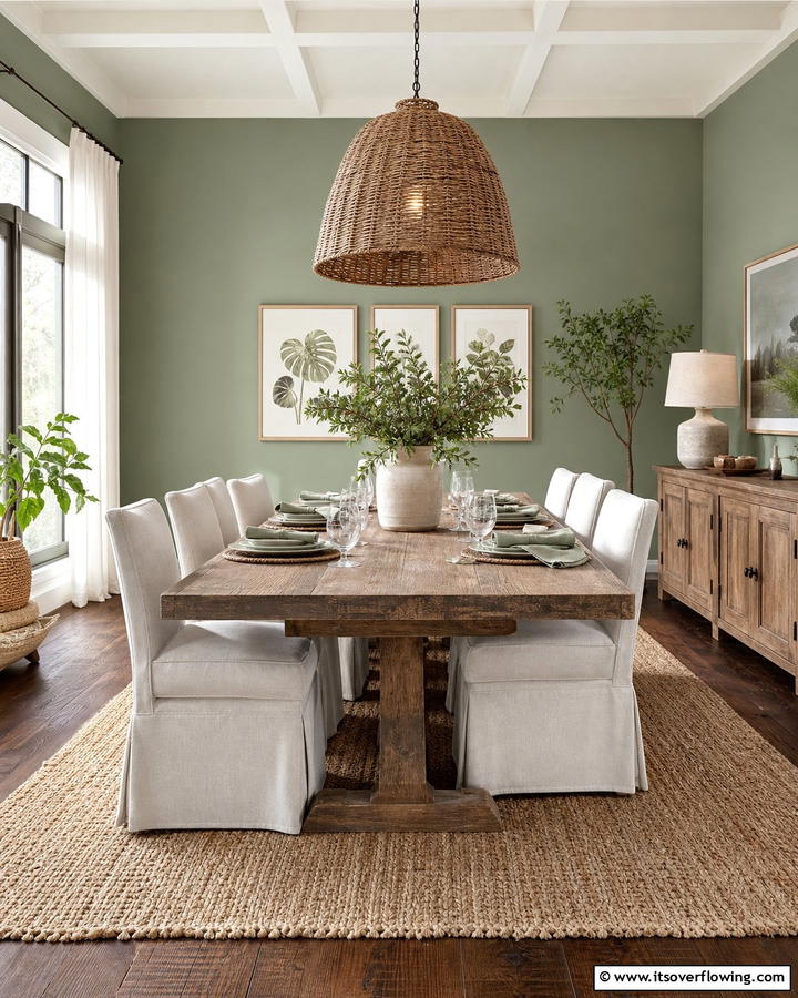 Cozy Dining Experience - 21 Sage Green Paint Inspirations for Calming Interiors