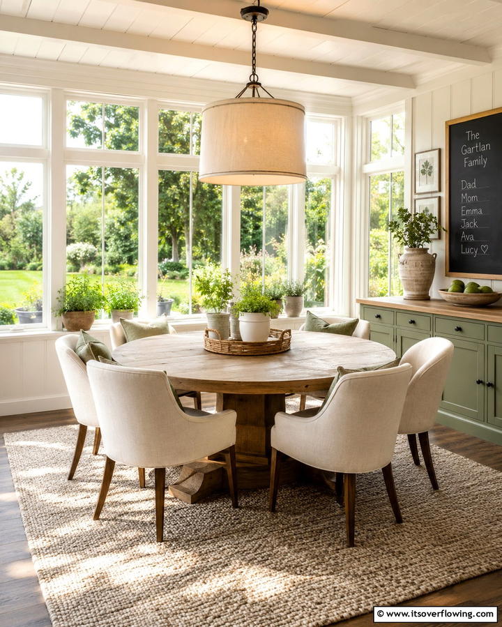 Cozy Family Gathering Sunroom - 30 Sunroom Dining Room Ideas for Bright and Airy Meals