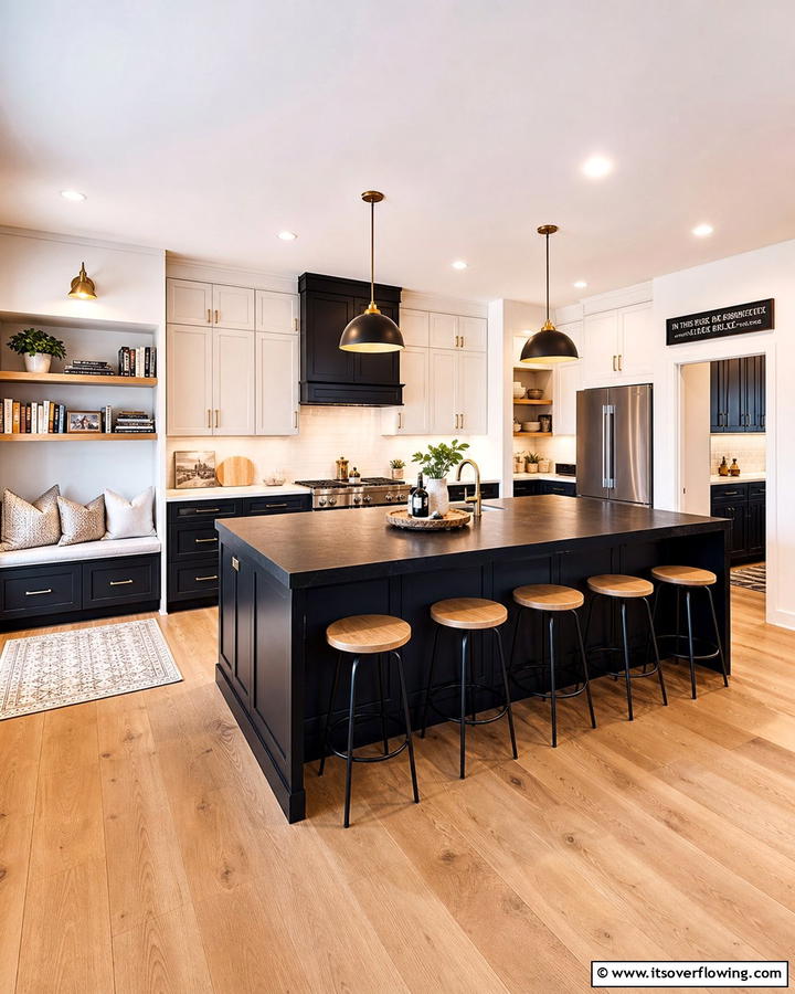 Cozy Family Hub - 21 Kitchens With Black Cabinets- Bold & Timeless Designs