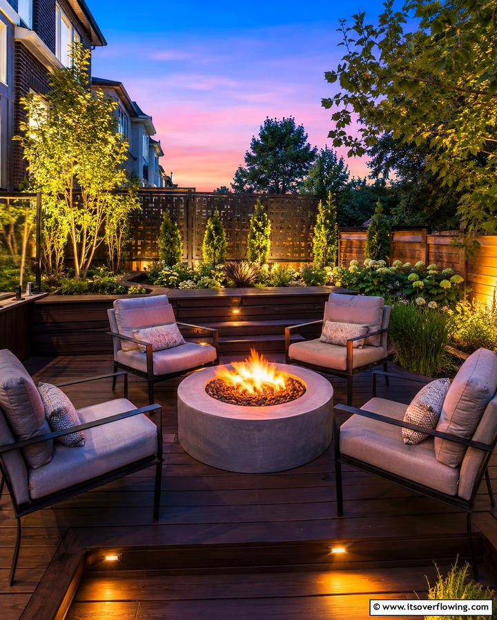 Cozy Fire Pit Area - 30 Space-Saving Townhouse Backyard Design Ideas