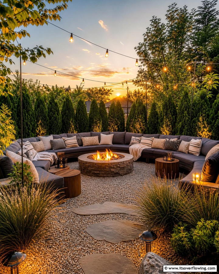 Cozy Fire Pit Lounge - 21 Outdoor Living Space Ideas to Transform Your Yard