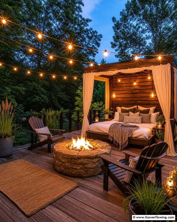 Cozy Fire Pit Nearby - 20 Outdoor Bedroom Ideas for a Relaxing Retreat
