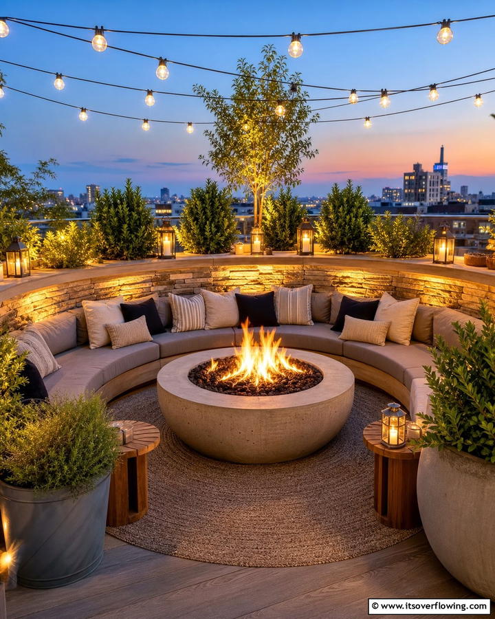 Cozy Fire Pit Nook - 21 Rooftop Deck Layouts for Urban Outdoor Entertainment Areas
