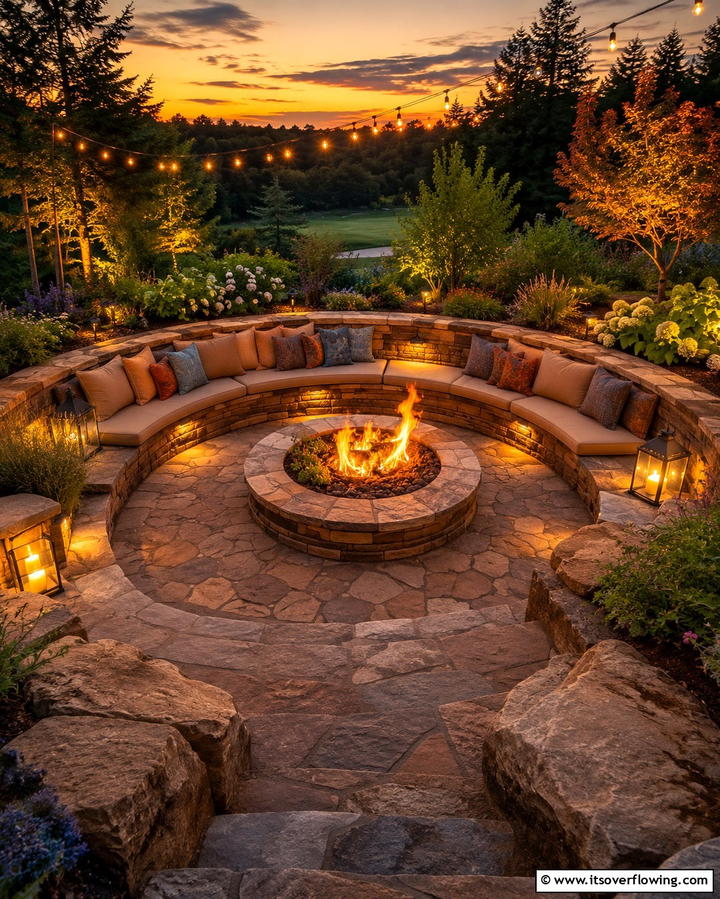 Cozy Fire Pit Retreat - 20 Sunken Patio Ideas for Cozy Outdoor Living