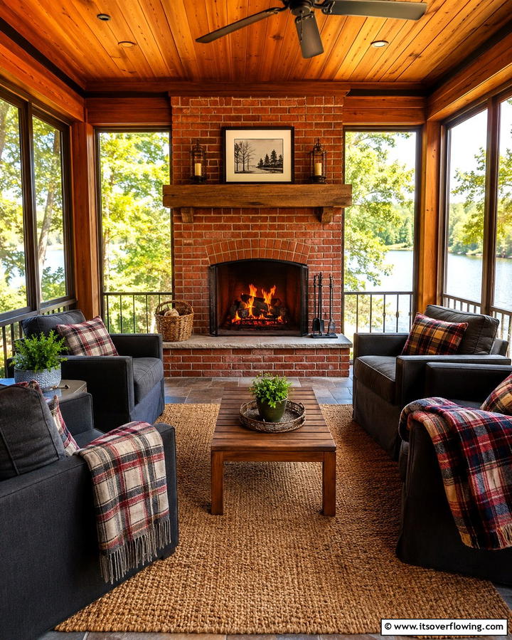 Cozy Fireplace AdditionOne - 25 Three Season Porch Ideas for Year-Round Enjoyment