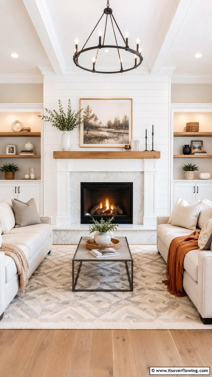 Cozy Fireplace Centerpiece - 21 Transitional Living Room Design Ideas for Modern Homes