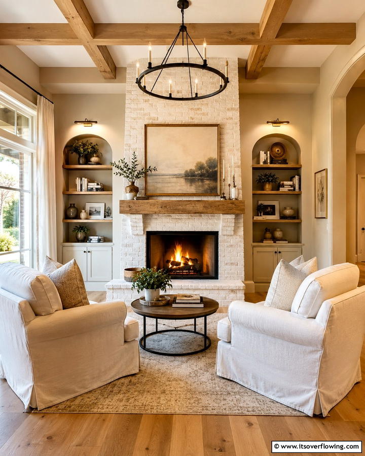 Cozy Fireplace Design - 25 Magnolia Living Room Ideas for Timeless Elegance