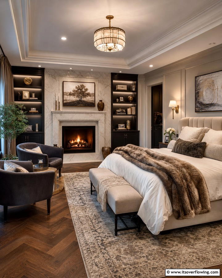 Cozy Fireplace Focal Point - 17 Romantic Bedroom Ideas for Intimate and Cozy Retreats