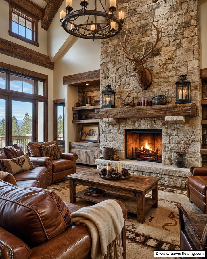 Cozy Fireplace Focus - 30 Western Living Room Ideas for Cozy Rustic Ambiance