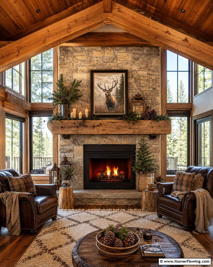 Cozy Fireplace Mantels - 25 Cabin Decor Ideas for a Cozy Retreat