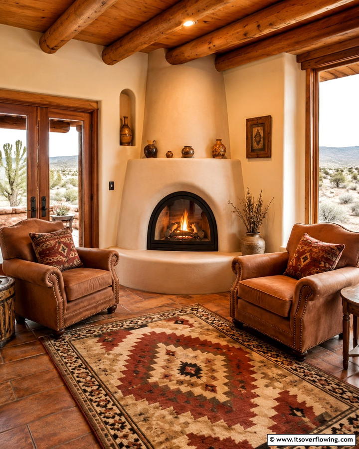 Cozy Fireplace Nook - 30 Mexican Style House Design Ideas for Vibrant Homes