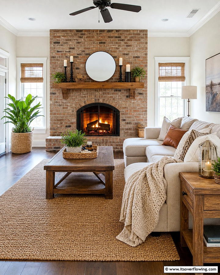 Cozy Fireplace Surround - 25 Brick Accent Wall Ideas for a Stylish Home Feature