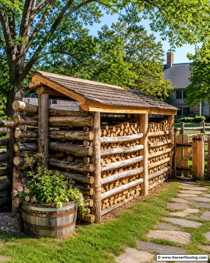 Cozy Firewood Storage - 30 Split Rail Fence Ideas for Rustic Outdoor Boundaries