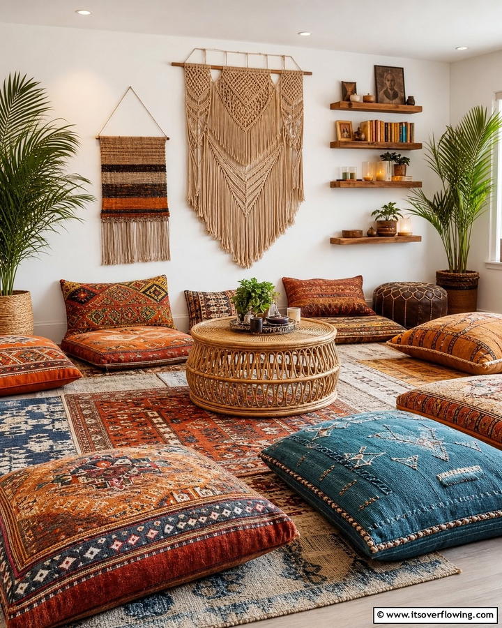 Cozy Floor Cushions - 20 Unique Indie Room Ideas for a Boho Vibe
