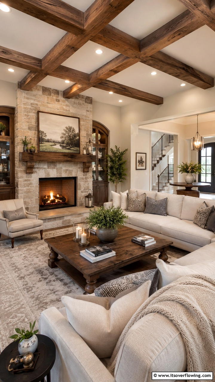 Cozy Gathering Space - 30 Exposed Beam Living Room Ideas for Rustic Charm