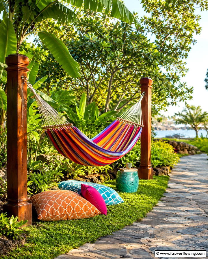 Cozy Hammock Nook - 25 Tropical Patio Ideas for a Relaxing Outdoor Oasis