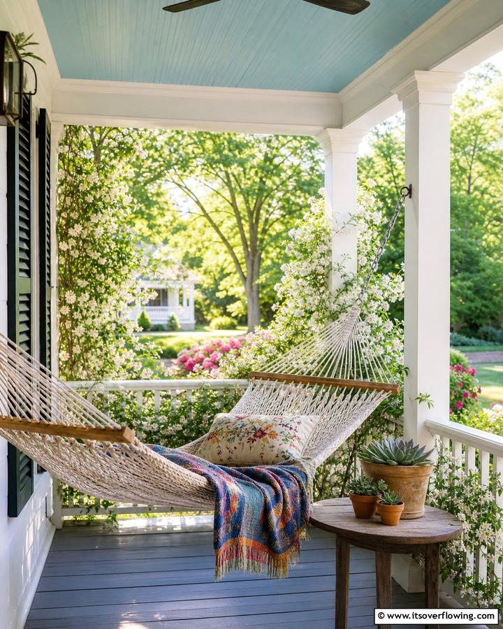 Cozy Hammock Retreat - 30 Southern Front Porch Ideas for Welcoming Outdoor Spaces