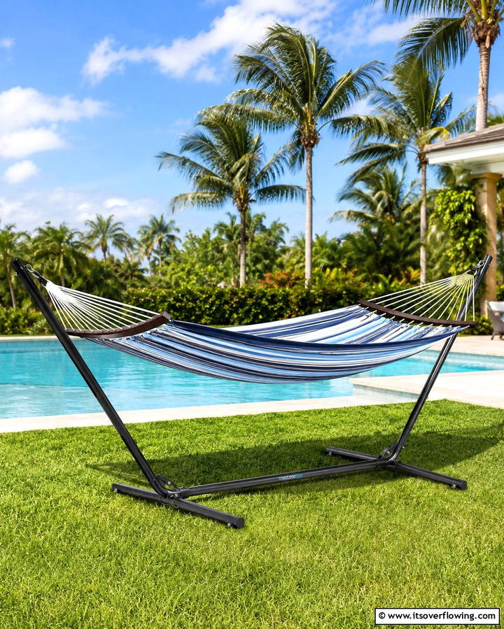 Cozy Hammocks with Stands - 25 Pool Furniture Ideas for a Relaxing Outdoor Oasis