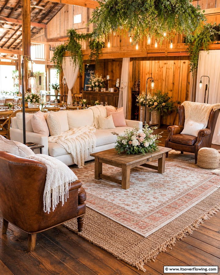 Cozy Lounge Areas - 21 Barn Wedding Ideas for a Rustic and Romantic Celebration