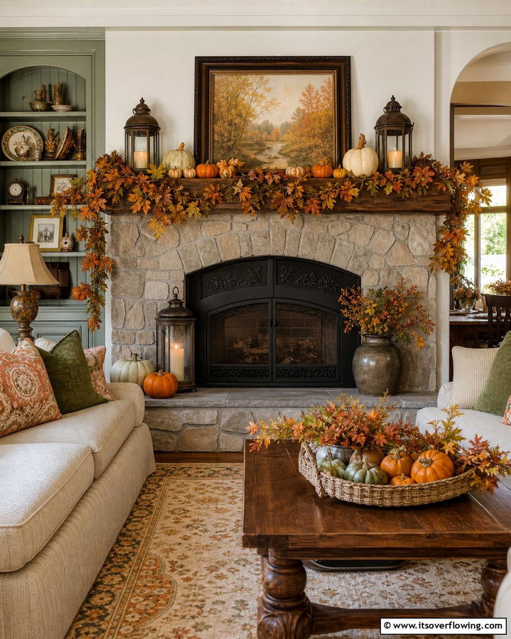 Cozy Mantel Decorations - 21 Charming Thanksgiving Decoration Ideas for a Festive Home