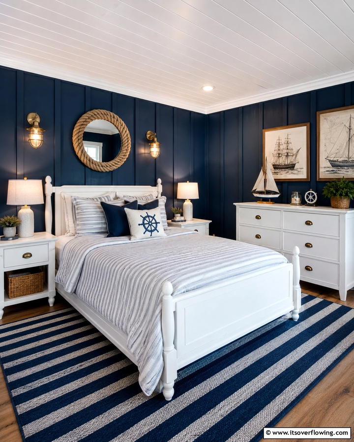 Cozy Nautical Nook - 30 Calming Blue and Grey Bedroom Ideas for Relaxing Retreats