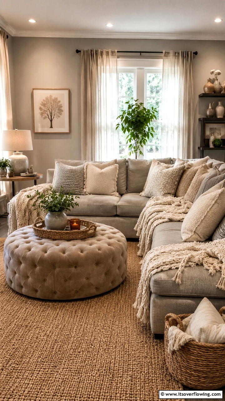 Cozy Neutral Comfort - 30 Grey and Beige Living Room Ideas- Warm Minimalist Designs