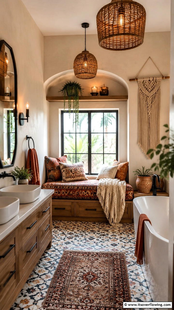 Cozy Nook Corners - 30 Boho Bathroom Ideas for Relaxed, Global-Inspired Style