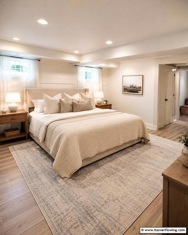 Cozy Nook with a Neutral Palette - 25 Basement Bedroom Ideas for Cozy and Functional Spaces