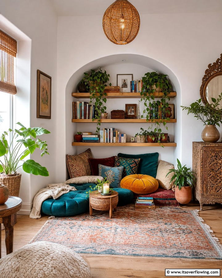 Cozy Nooks with Floor Cushions - 20 Boho Cottage Style Decor Ideas for a Cozy Home