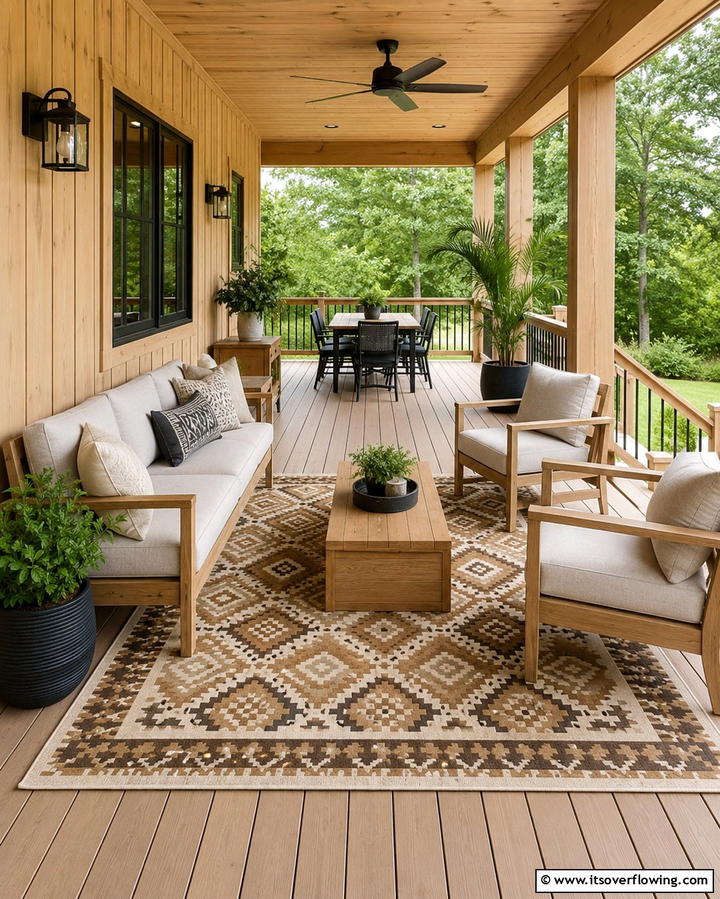 Cozy Outdoor Rugs - 25 Rustic Porch Ideas to Create a Cozy Outdoor Retreat