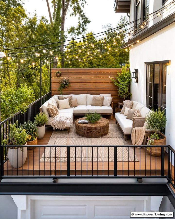 Cozy Outdoor Seating Area - 20 Balcony Over Garage Ideas for Extra Space