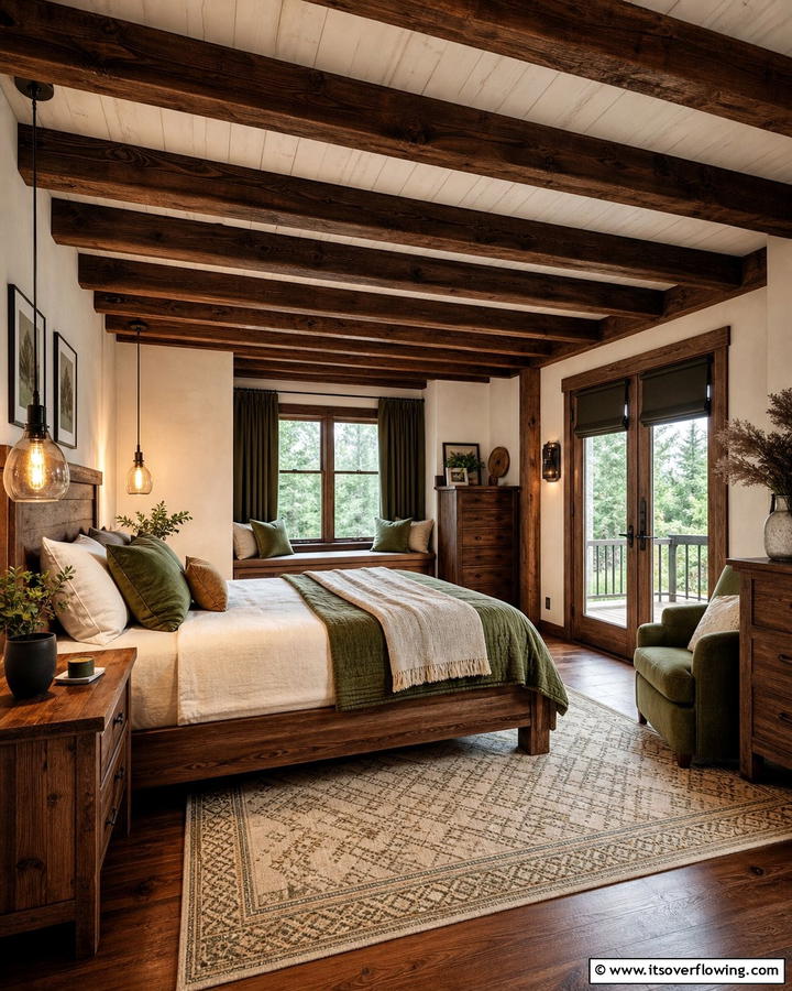 Cozy Overhead Beams - 25 Cozy Cabin Bedroom Ideas for a Rustic Escape