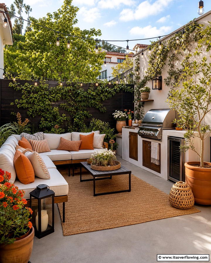 Cozy Patio BBQ Retreat - 21 BBQ Area Ideas for the Ultimate Outdoor Cooking Experience