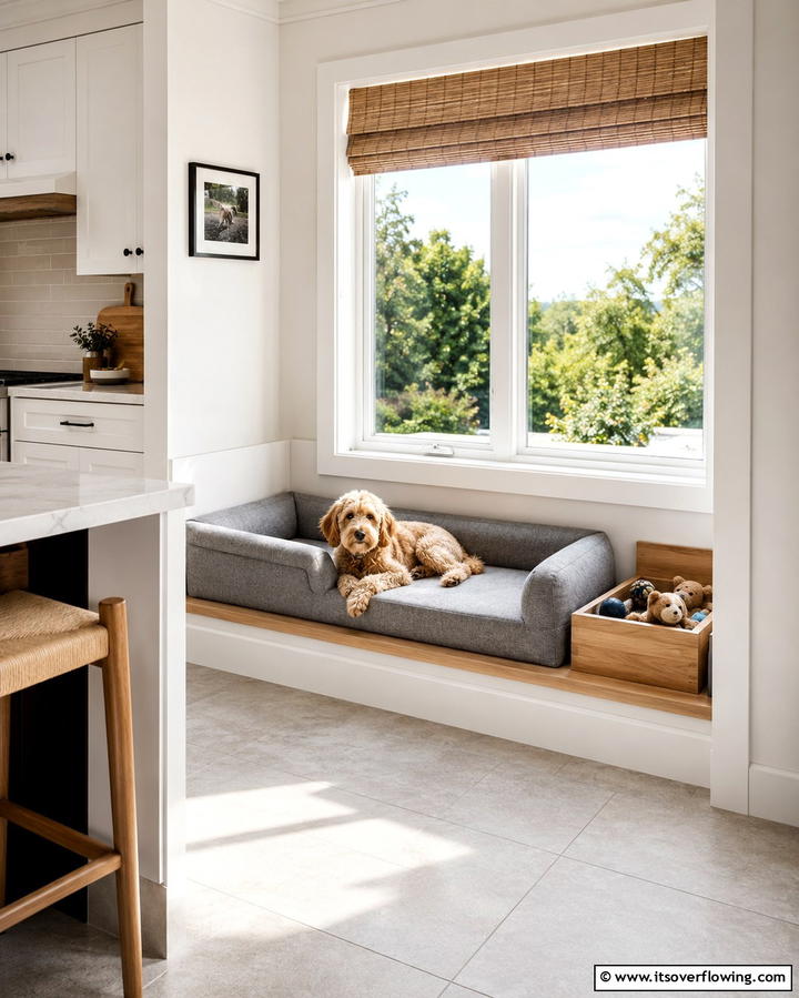 Cozy Pet Nook - 25 Kitchen Bay Window Ideas for a Bright Cooking Space