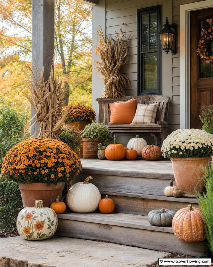Cozy Pumpkin Accents - 21 Fall Porch Decor Ideas for a Warm Autumn Welcome