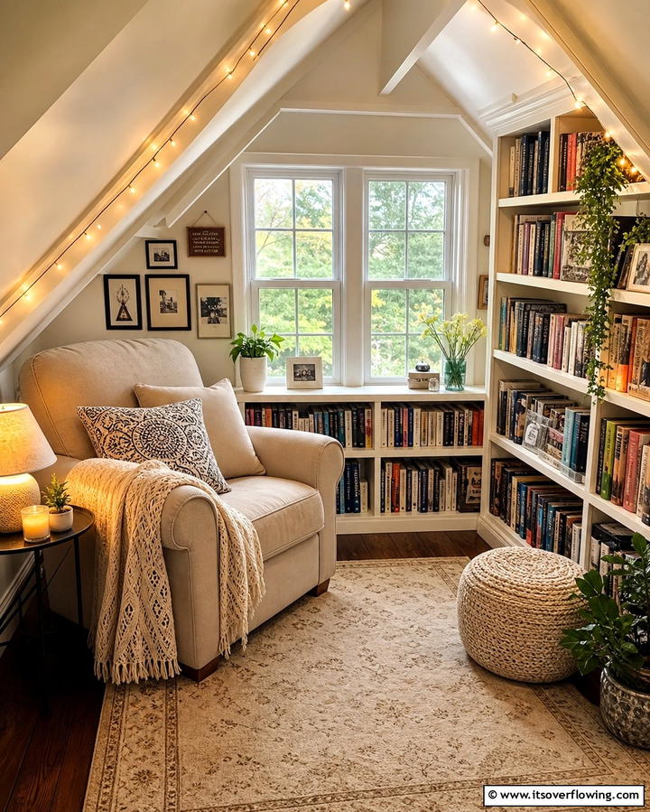 Cozy Reading Nook - 25 Creative Attic Room Ideas for Cozy Spaces
