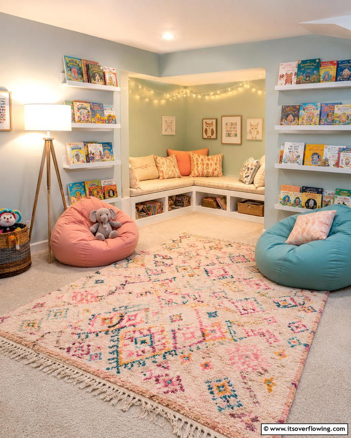 Cozy Reading Nook - 25 Fun Basement Playroom Ideas for Kids of All Ages