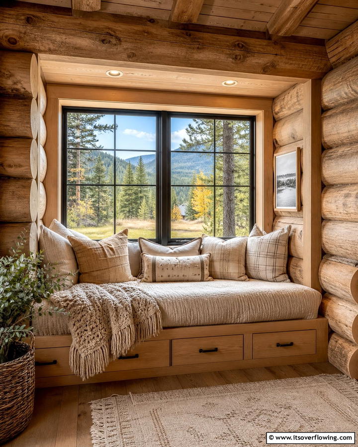 Cozy Reading Nook - 25 Log Cabin Interior Design Ideas for Cozy Living