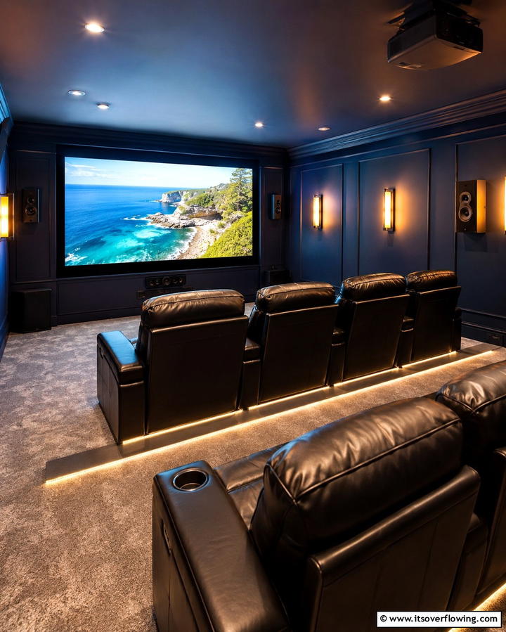 Cozy Recliner Rows for Ultimate Comfort - 25 Basement Home Theater Ideas for Movie Nights