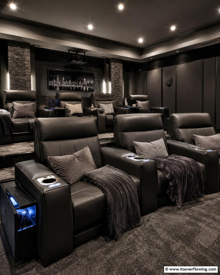 Cozy Recliner Seating - 30 Media Room Ideas for Ultimate Living Room Entertainment