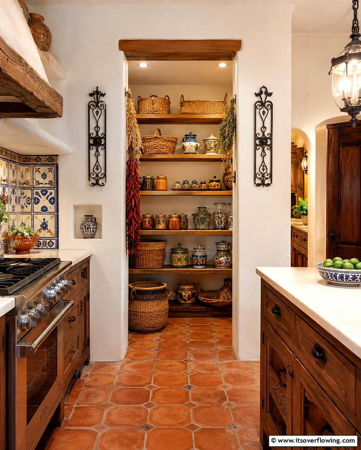 Cozy Rustic Pantry - 30 Spanish Style Kitchen Ideas for Old-World Elegance