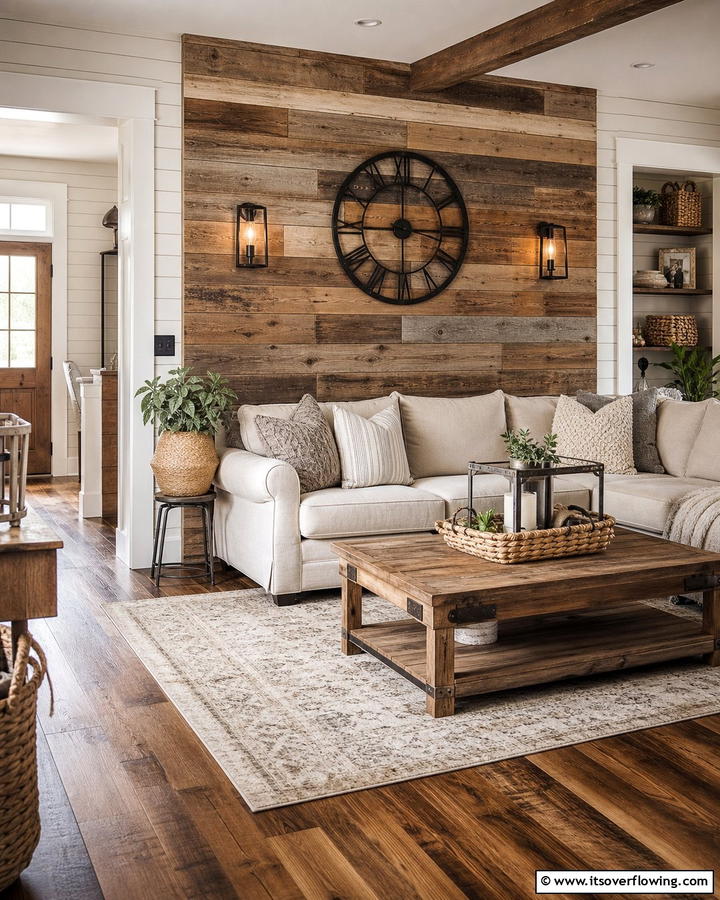 Cozy Rustic Wooden Planks - 21 Innovative Blank Wall Ideas to Maximize Your Space