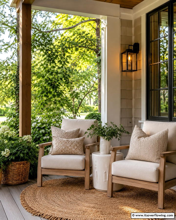 Cozy Seating Nook - 30 Barndominium Front Porch Ideas for Rustic Charm