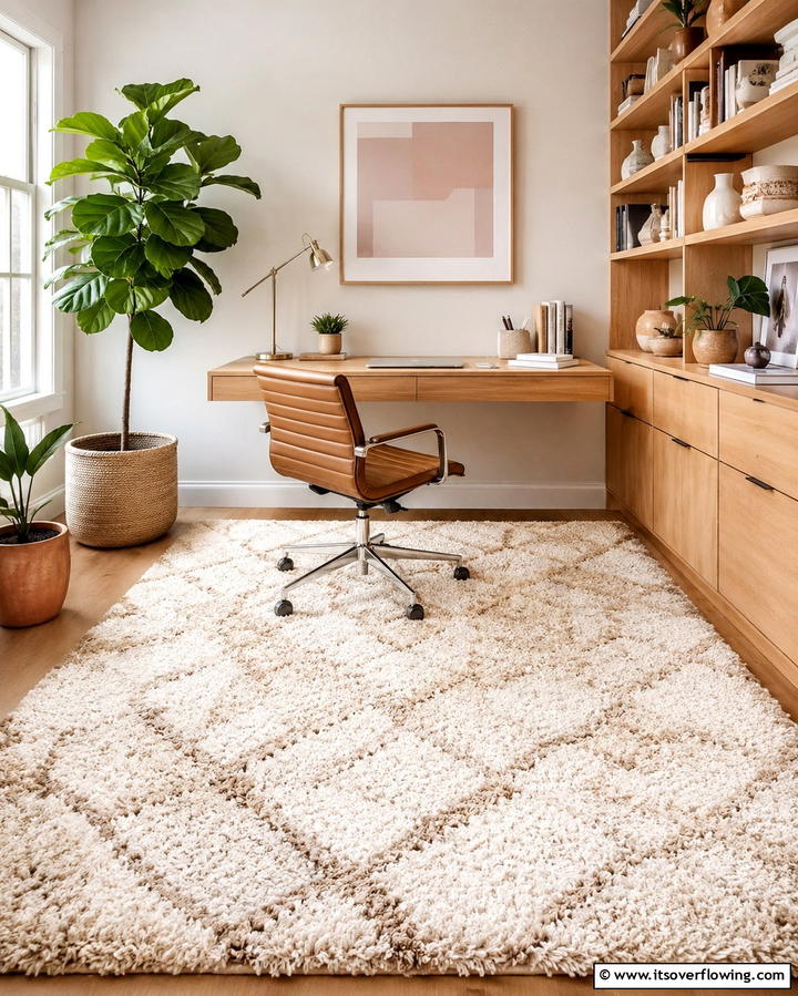 Cozy Shag Rugs for a Comfortable Workspace - 25 Office Rug Ideas to Transform Your Workspace