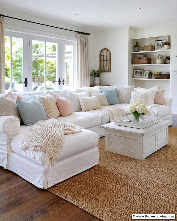 Cozy Slipcovered Sofas - 25 Shabby-Chic Style Living Room Ideas for a Vintage Look