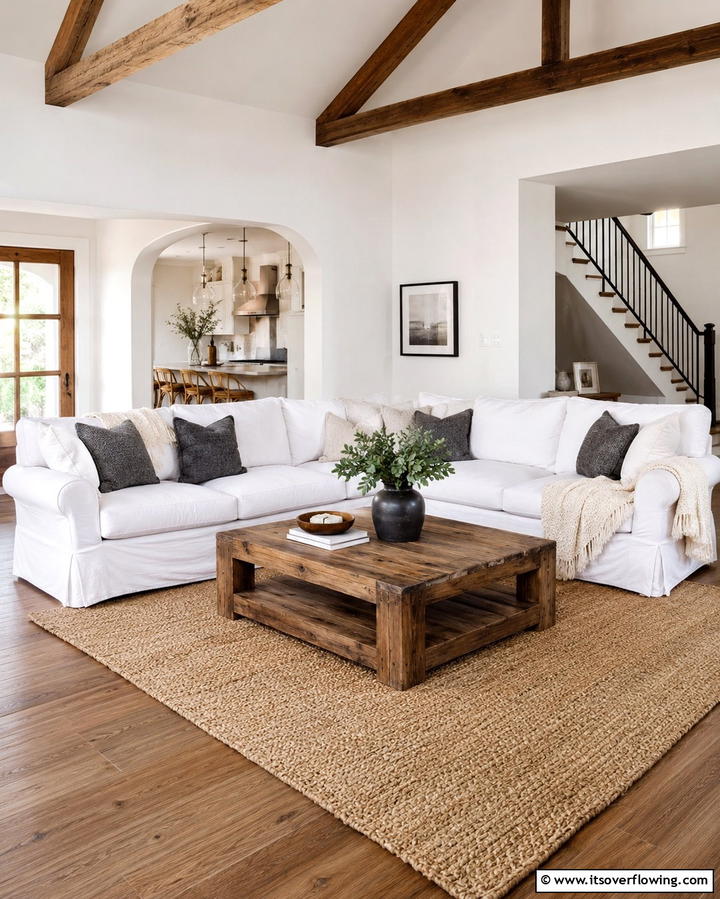 Cozy Slipcovered Sofas - 25 Joanna Gaines Living Room Ideas for Farmhouse Style
